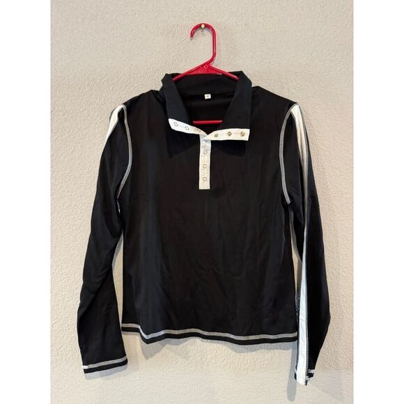 Color Block Collared Crop Top Medium Womens - Picture 1 of 7